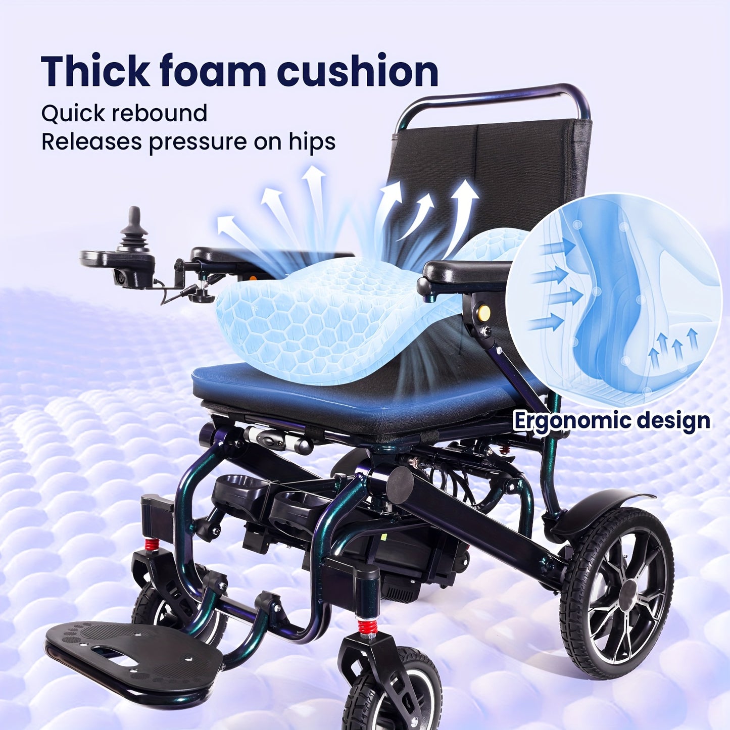 Upgrade Electric Wheelchair for Adults, Ergonomic Design Lumbar Protection Power Wheelchairs, Lightweight Foldable Motorized Wheel Chairs for Seniors, Airline Approved, 18.5" Wide Seat