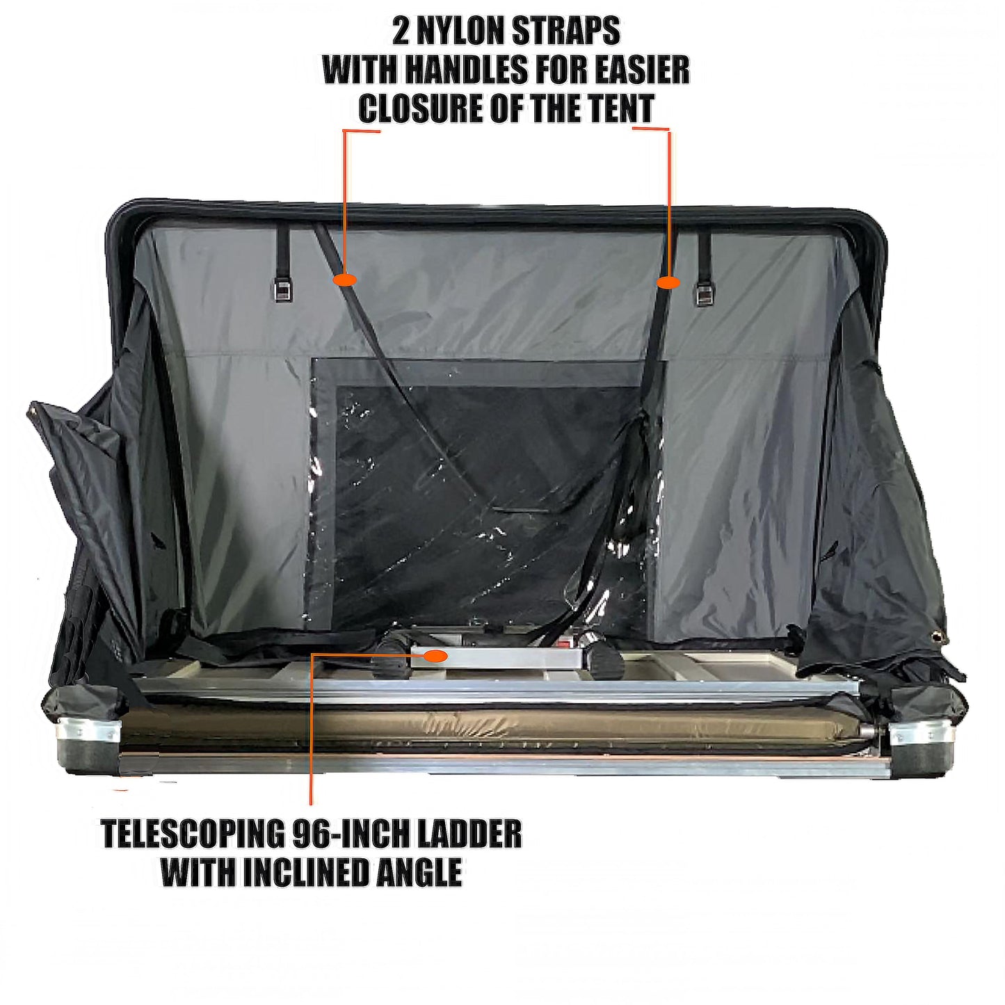 Quick Pop-Up Hardshell Roof Top Tent - Heavy-Duty SUV/Truck Roof Tent with Tent Fly, -Weather Camping Shelter, Vehicle-Mounted for, Setup & Zippered Door (No External Poles Required)