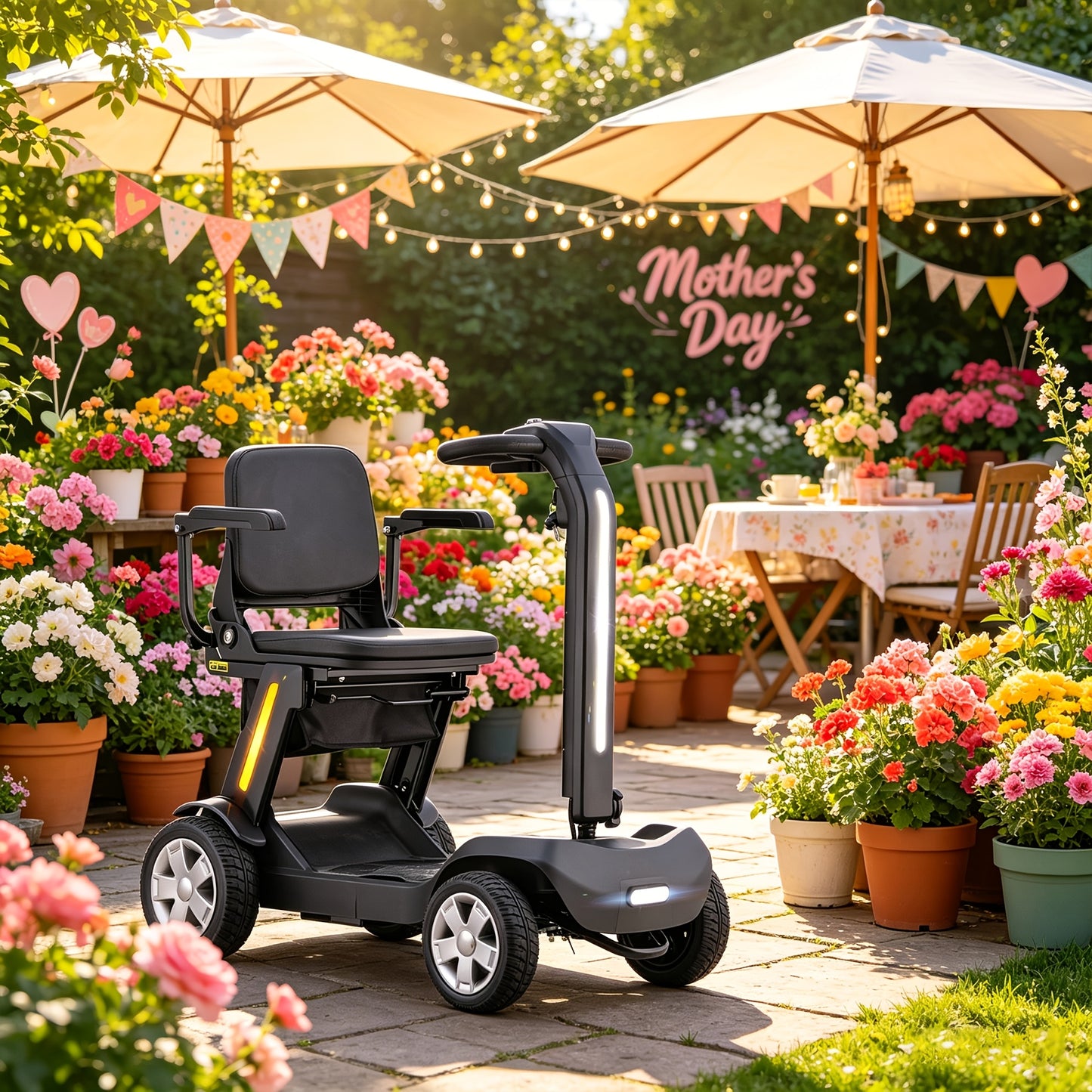 4 Wheel Electric Scooter for Adults & Seniors, 300W, 24V12Ah Battery, 4MPH Max Speed, 10Mile Range, Lightweight Foldable Scooter Electric with LED Lights, Storage Bag & Charger, No Assembly, Free Insulated Cup Gift Random Colors