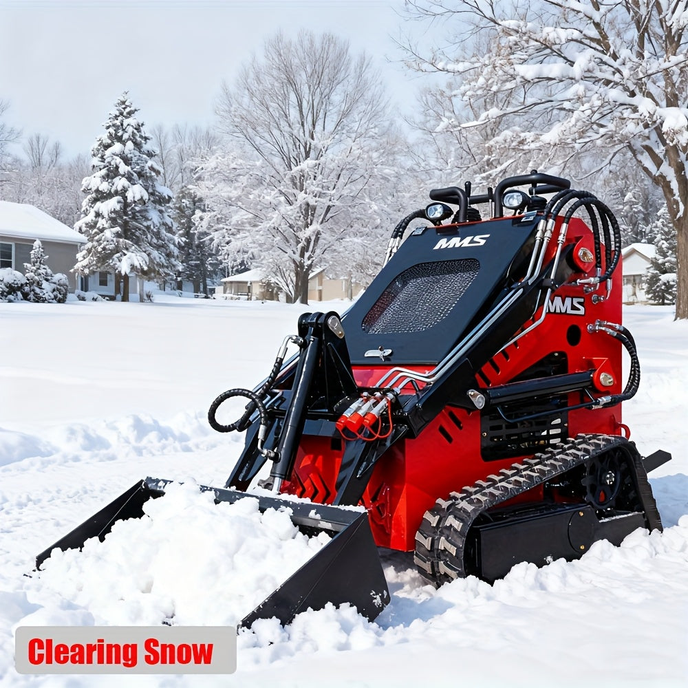 Mini Skid Steer Loader -13.5 HP Engine, Compact Track LoaderCompact Track Loader for Efficient Snow Clearing, Multi Functional Bulldozer Shovel Engineering Vehicle for Farms Gardens Park Roads Factories