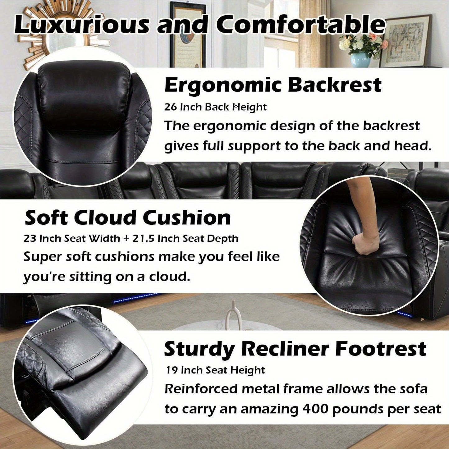 lack Beige Breathable Leather Sofa, Living Room Multifunctional Lounge Chair Sofa Set Suitable for Living Room, Villa, Apartment, Office, Special Price Sofa Bed, Multi Person Long Sofa, Lazy Sofa Set with Hidden Storage Function