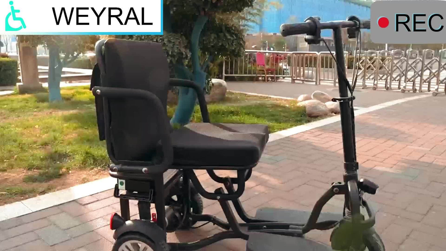 Lightweight Folding Mobility Scooter for Seniors & with 12AH, 25-Mile Range, Electromagnetic Brake - Scooter with Rear Storage, Padded & Absorption - Airline Approved (No Assembly)
