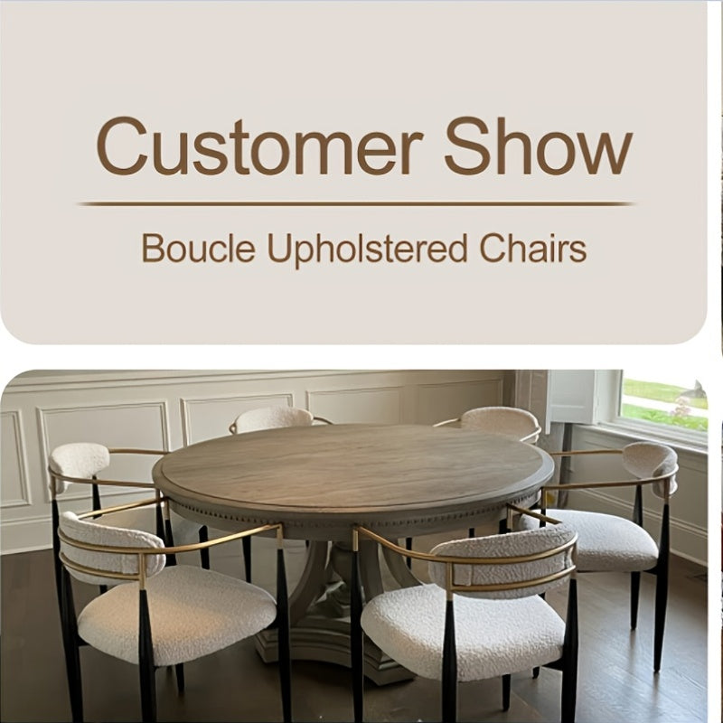 Morden Fort Black Modern Dining Chairs, Boucle Armchair Set Of 2 For Kitchen, Reception Room, Living Room, Bedroom, Restaurant