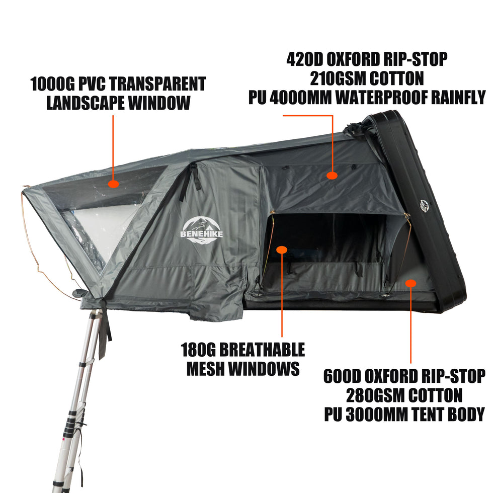 Quick Pop-Up Hardshell Roof Top Tent - Heavy-Duty SUV/Truck Roof Tent with Tent Fly, -Weather Camping Shelter, Vehicle-Mounted for, Setup & Zippered Door (No External Poles Required)