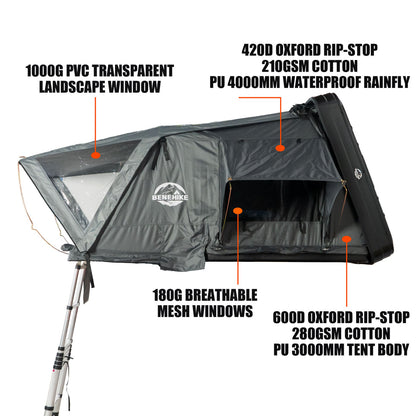 Quick Pop-Up Hardshell Roof Top Tent - Heavy-Duty SUV/Truck Roof Tent with Tent Fly, -Weather Camping Shelter, Vehicle-Mounted for, Setup & Zippered Door (No External Poles Required)