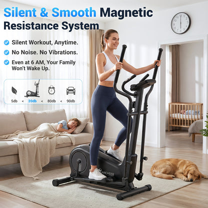 Elliptical Trainer, a Home Elliptical with an Ultra-quiet Magnetic Resistance System, Featuring 16 Resistance Levels, a Foldable Home Elliptical with an LCD Display, a Christmas Gift for Family and Friends
