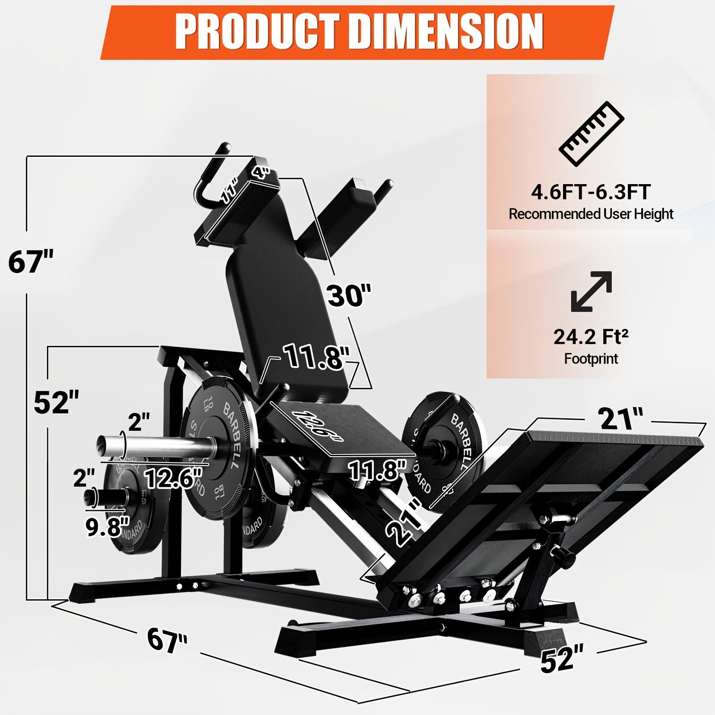Compact Leg Sled Machine, Leg Press Machine Capacity 900lbs, Hack Squat Machine Combo, Calf Raise Home Gym