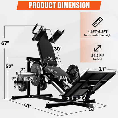 Compact Leg Sled Machine, Leg Press Machine Capacity 900lbs, Hack Squat Machine Combo, Calf Raise Home Gym