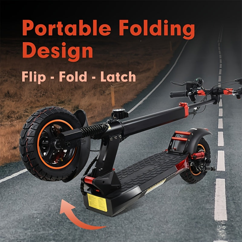 500W/740W Power, 10" Off-road/Tubless Tire Kick Electric Scooter, Foldable E-Scooter - Max Range 40km/60km/80km, Double Suspension & Double Disc Brake, Phone Charging USB Port, RGB Ambient Light, Turn Signal Light, LED Front Light