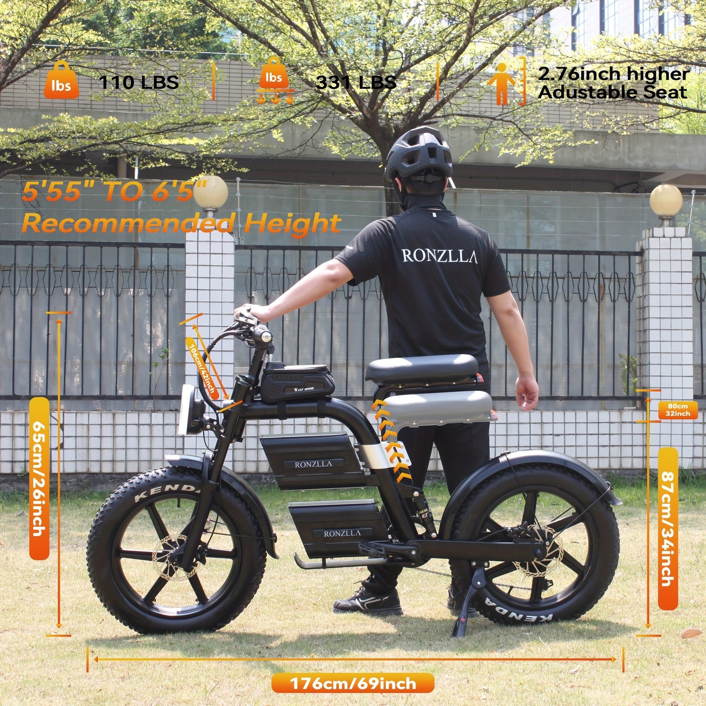 Electric Dirt Bike For Adults - 60V Fast Speed Commuter EBike With 20Ah*2 Battery, 93 Mile Long Range Motorcycle, All-Terrain Fat Tires, Full Suspension, Smart Display, USB Port, Storage Bag, Hydraulic Brakes. Perfect Gift For Christmas & New Year.
