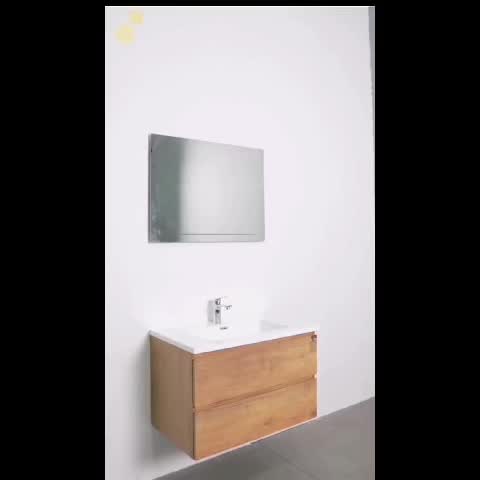 60" Modern Floating Wall-Mounted Bathroom Vanity with Double Sink - Natural Oak Wood, Large Storage & Soft-Close Drawers, One-Piece White Resin Countertop Sink, Space-Saving Design, Easy Install (Faucet/Drain Not Included)
