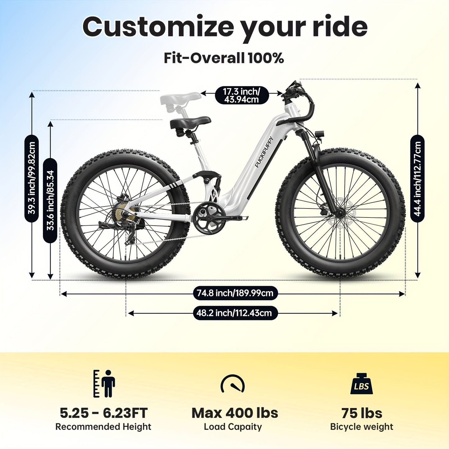 Electric Bike for Adults Rear High-power Brushless Motor, 48V 20AH Battery Adult Electric Bicycles, 26" Tire Full Suspension Step-Thru Ebike, 7 Speed, 80Miles Range, Camping Must Haves, Suitable for Outdoor Off-road And Urban Commuting(BoxerST)