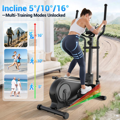 Elliptical Trainer, a Home Elliptical with an Ultra-quiet Magnetic Resistance System, Featuring 16 Resistance Levels, a Foldable Home Elliptical with an LCD Display, a Christmas Gift for Family and Friends