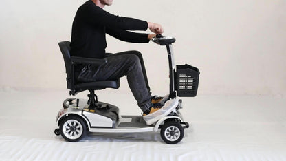 Foldable Four Wheel Mobility Scooter For Transporting Adults And Elderly, Electric Scooter With Removable Battery, 360° Swivel Seat, Front And Back Signal Lights, Tools Free Assemble, 8 Inch, 9 Inch Solid Tires Electric Mobility Aid