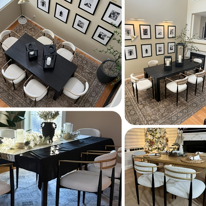 Morden Fort Black Modern Dining Chairs, Boucle Armchair Set Of 2 For Kitchen, Reception Room, Living Room, Bedroom, Restaurant