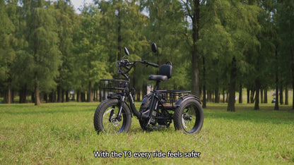 Adult Electric Tricycle, 749W Motor, 54.6V 13Ah Battery, 20 X 4 Inch Folding Fat Tire 3-Wheel Electric Trike, 20 MPH, Hydraulic Brakes, Rear Basket And Differential