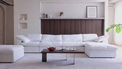 Cloud Modular Sectional Sofa With Storage Ottoman, 118.02" L Shaped Couch For Living Room, Down Filled Convertible Couch Deep Seat For Office Apartment, Covers Washable&Replaceable