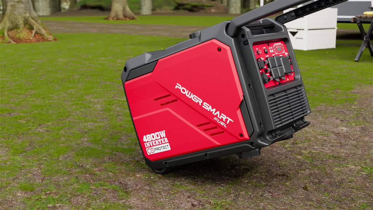 4800 Watt & 3600 Watt Gas Engine Generator for Camping & Emergencies - W/ CO Alarm, Portable, Low Noise, Inverter Generator
