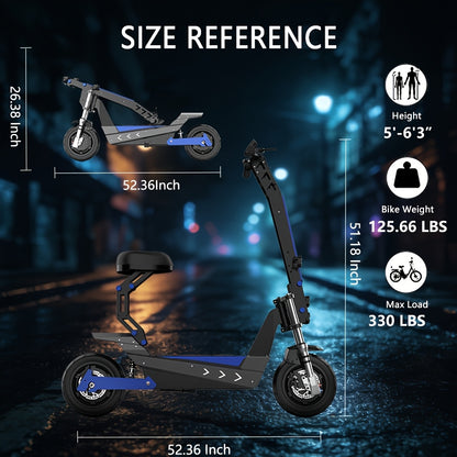 Electric Scooter, Brushless Motor, 35Ah 11-Inch Tires, 3-Speed Range of about 50 Miles, Long-Range Electric Scooter, 330Lbs Weight Capacity, Suitable for Urban Commuting, Outdoor Camping And Adventure Travel, Adult Surprise Birthday Gift