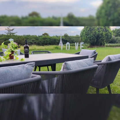 7/11pcs Outdoor Dining Set Made of Aluminum Alloy & Stainless Steel with PE Wicker - Waterproof Rattan Chairs Featuring Removable Cushions (Gray) Suitable for Garden, Poolside & Backyard