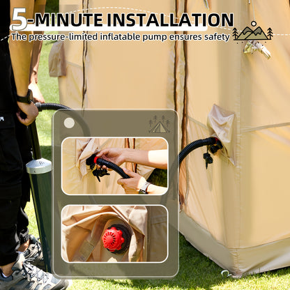 Classic Inflatable Camping Tent for 6-10 Person, 4 Season Blow Up Tent with Mesh Windows & Pumps