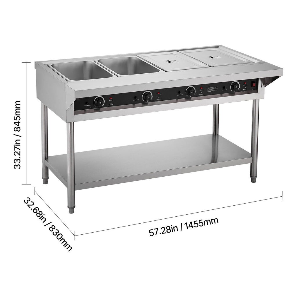3-Pan/4-Pan/5-Pan Commercial Food Warmer Steam Table with Independent Temperature Control, 110V/220V