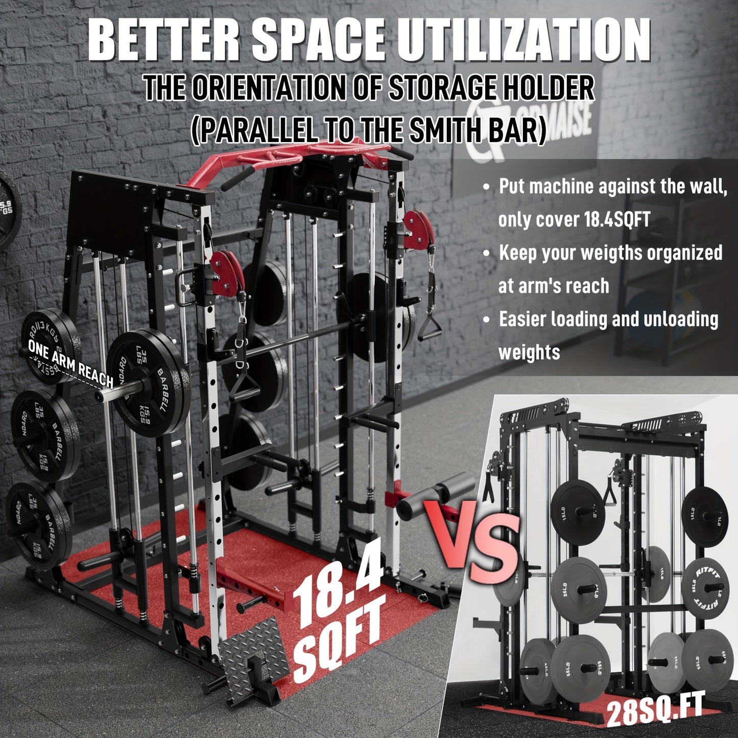 Home Gym with a Smith Machine, Featuring a 2200 Lbs Power Rack Cage, Cable Crossover, Weight Bar, 360° Landmine, Barbell Holders, And Various Attachments for Comprehensive Body Strength Training