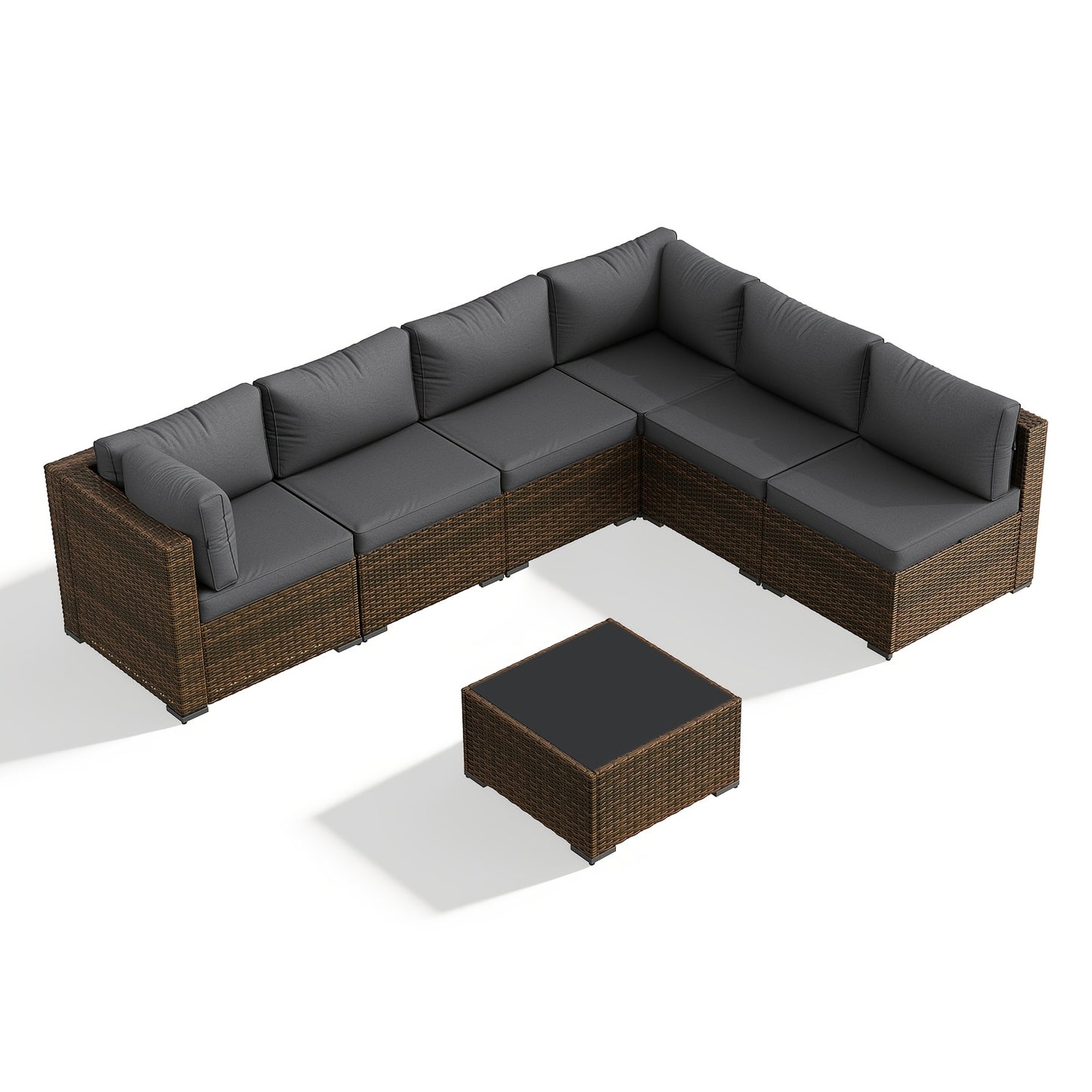 PATIOFIT 8/12/15pcs Outdoor Patio Furniture Set with 40in Fire Pit Table Wicker Rattan Sectional Sofa with Thick Cushions, Coffee Table & Waterproof Cover, Beige Cushions