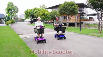 4 Wheel Electric Scooter for Adults & Seniors, 300W, 24V12Ah Battery, 4MPH Max Speed, 10Mile Range, Lightweight Foldable Scooter Electric with LED Lights, Storage Bag & Charger, No Assembly, Free Insulated Cup Gift Random Colors