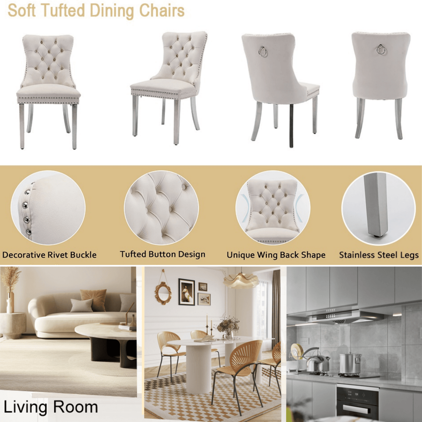 70"Modern Rectangle Faux Marble Dining Table Set for 5-7 Piece Luxury Rectangle Faux Marble Table with 4/6 Velvet Tufted Chairs - Elegant Kitchen and Dining Room Furniture, Silver/Gold Finish， Luxury Dining Table Set