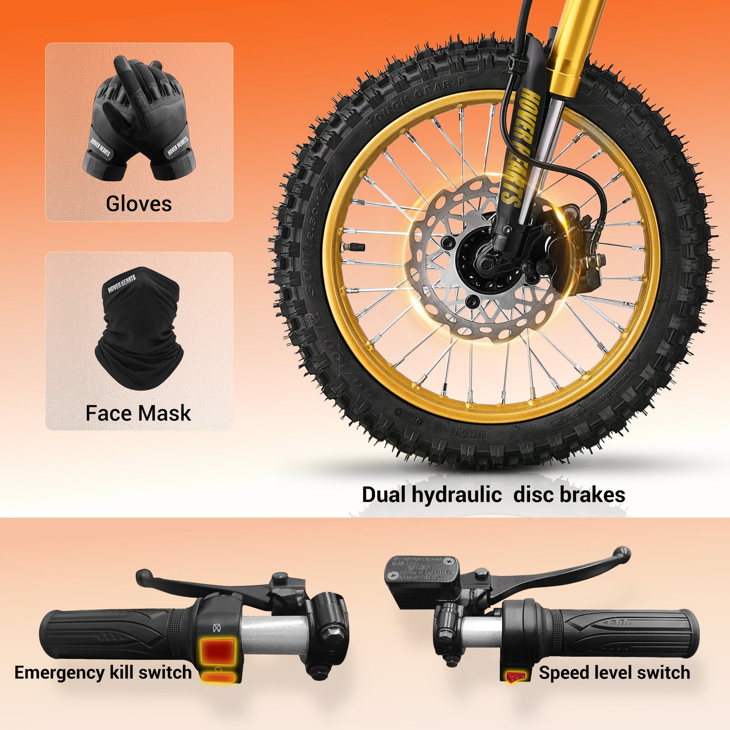 Powerful 3000W Electric Dirt Bike for Adultsand Teens, All-Terrain Off-Road Motorcycle - 8-inch alloy wheels, heavy-duty frame, LEDheadlights, 250 lbs maximum load, suitable fordrifting and off-road riding