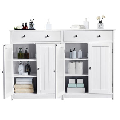 Free Standing Bathroom Cabinet with 1 Drawer 2 Doors and Adjustable Shelf, Wooden Entryway Storage Cabinet, White