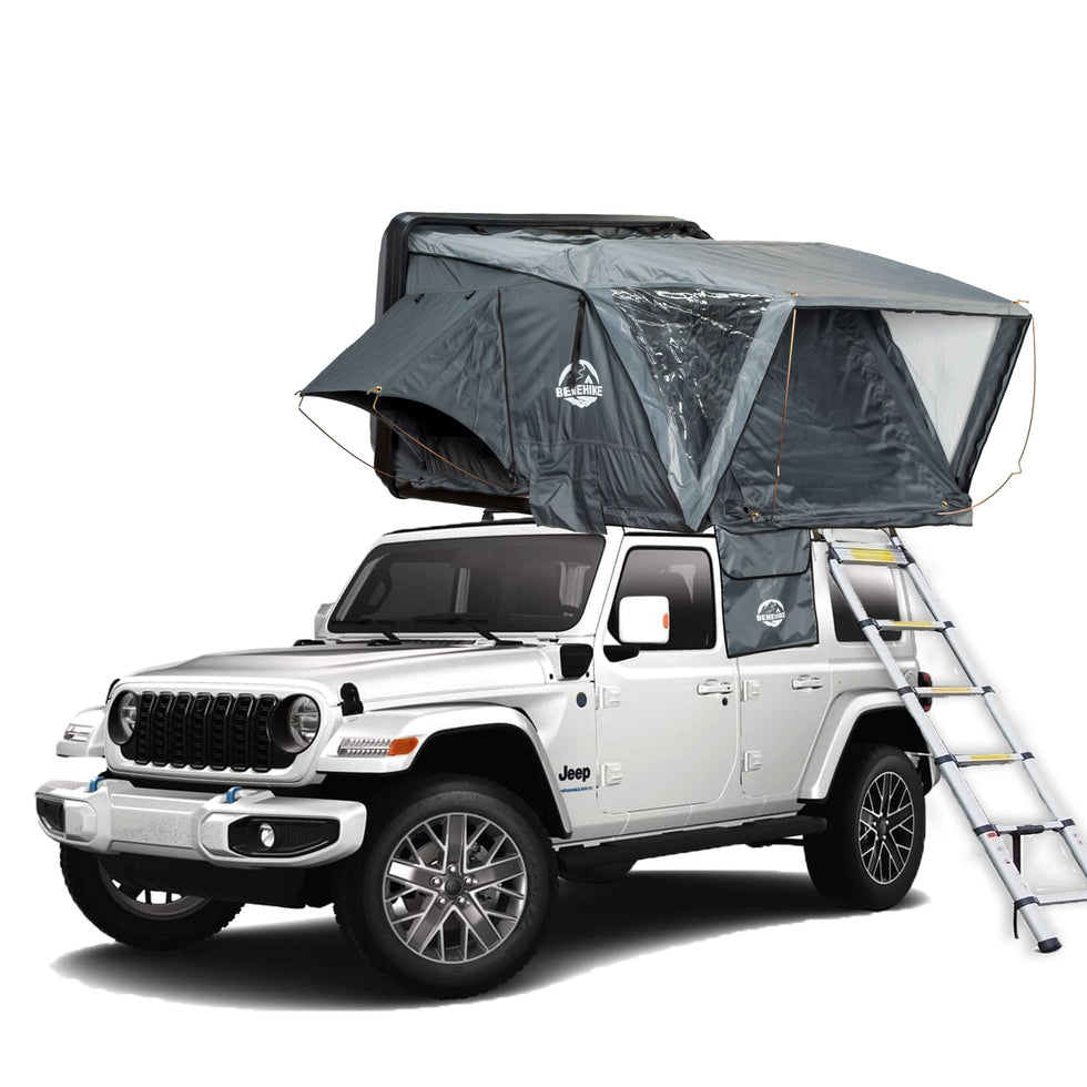 Quick Pop-Up Hardshell Roof Top Tent - Heavy-Duty SUV/Truck Roof Tent with Tent Fly, -Weather Camping Shelter, Vehicle-Mounted for, Setup & Zippered Door (No External Poles Required)
