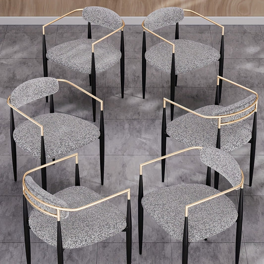 Morden Fort Black Modern Dining Chairs, Boucle Armchair Set Of 2 For Kitchen, Reception Room, Living Room, Bedroom, Restaurant