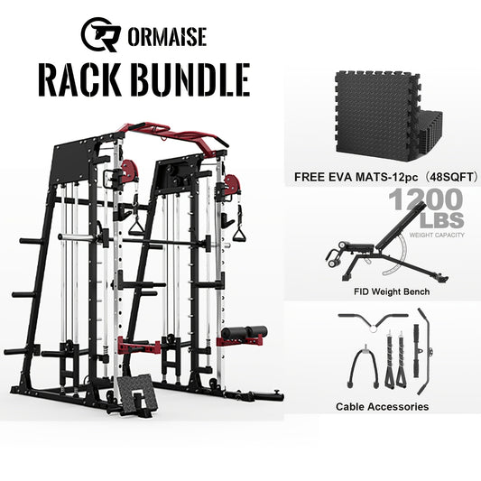 Home Gym with a Smith Machine, Featuring a 2200 Lbs Power Rack Cage, Cable Crossover, Weight Bar, 360° Landmine, Barbell Holders, And Various Attachments for Comprehensive Body Strength Training