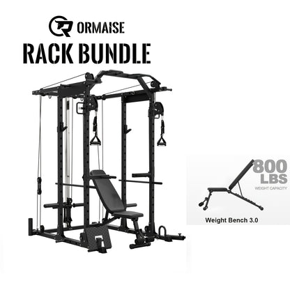8-in-1 Power Rack Cage With 1500lb Capacity & Cable Crossover Machine - Multi-Function Squat Rack With J-Hooks, Dip Bars, And Landmine - Comprehensive Plate-Loaded Home Gym Equipment (Red)