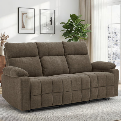 Three-Person Sofa Design, Middle Backrest Flip Design, Three-Seat Reclining Sofa, Recliner Sofa with USB Port, Manual Living Room Sofa