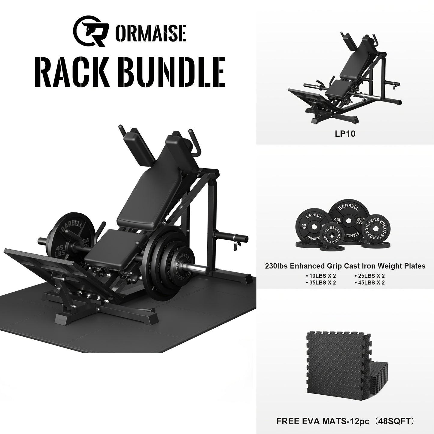 Compact Leg Sled Machine, Leg Press Machine Capacity 900lbs, Hack Squat Machine Combo, Calf Raise Home Gym