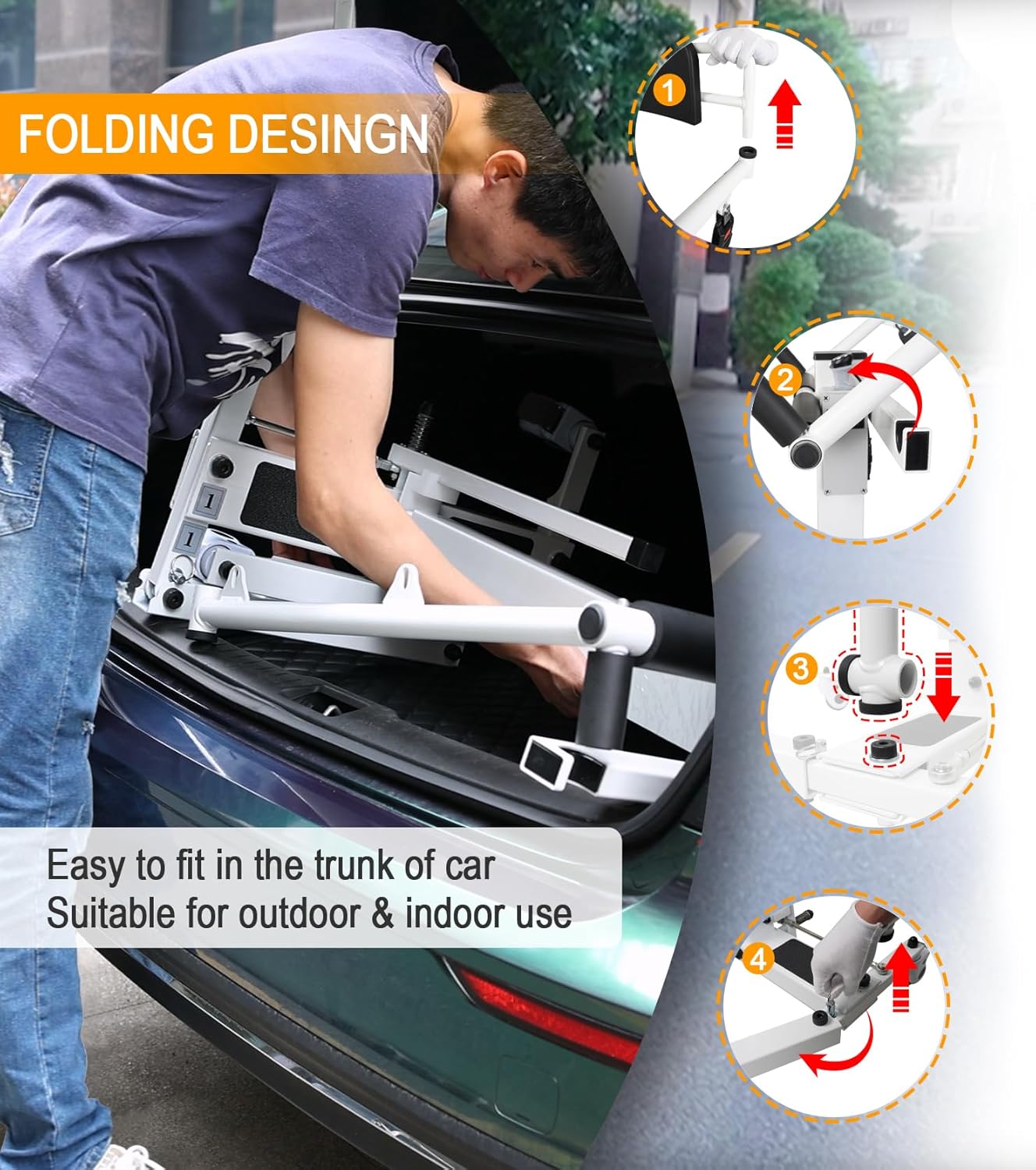 Patient Lift Transfer Chair - Electric Assist Lift Aid for Home Care Use - Portable Folding for Car