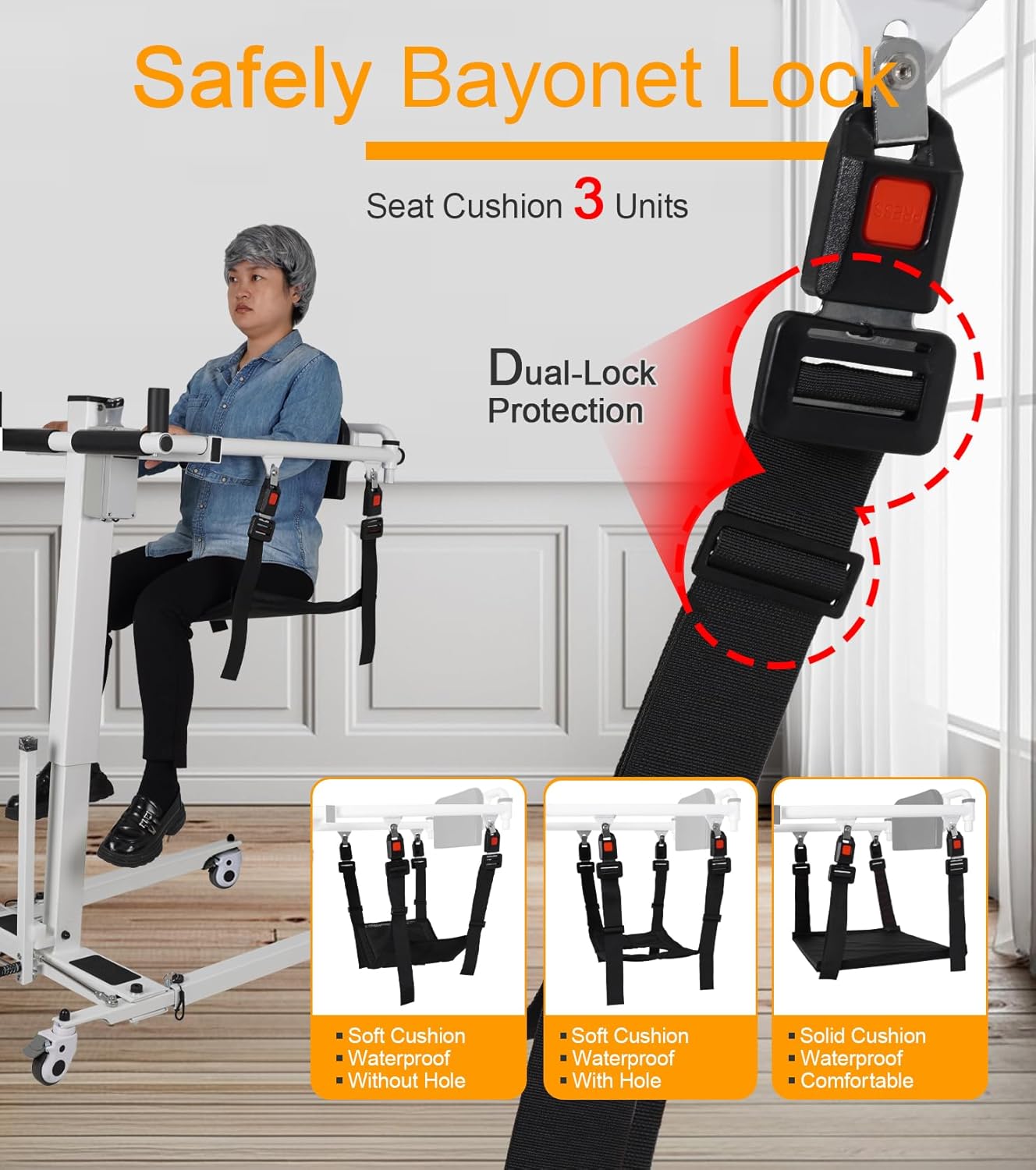 Patient Lift Transfer Chair - Electric Assist Lift Aid for Home Care Use - Portable Folding for Car