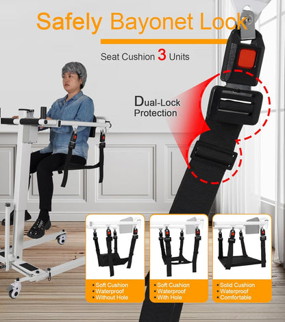 Patient Lift Transfer Chair - Electric Assist Lift Aid for Home Care Use - Portable Folding for Car
