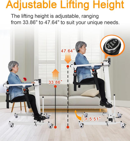 Patient Lift Transfer Chair - Electric Assist Lift Aid for Home Care Use - Portable Folding for Car