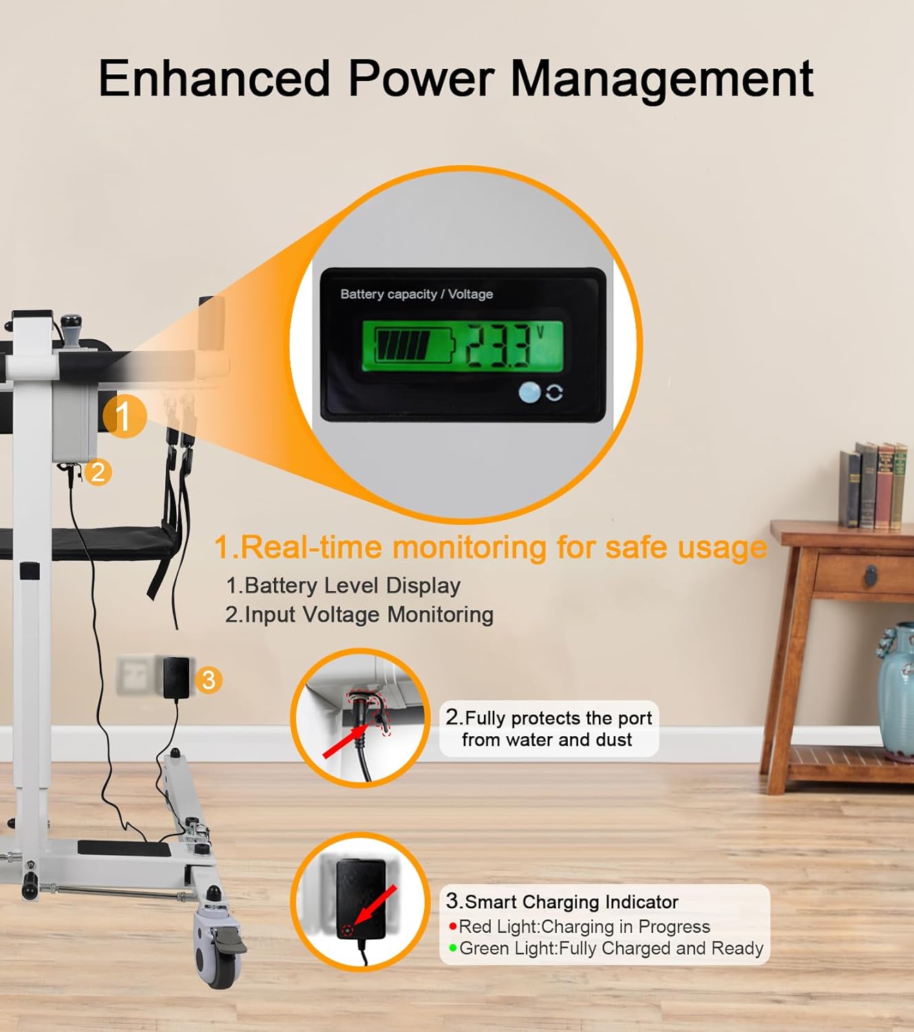 Patient Lift Transfer Chair - Electric Assist Lift Aid for Home Care Use - Portable Folding for Car