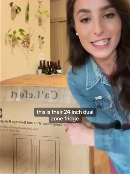 24 Inch Dual Zone Wine And Beverage Refrigerator Cooler - 60 Can And 20 Bottle LED Beverage Fridge - US 115V & Wine Refrigerator with 34°F -54°F Temperature Control, Beverage Cooler Built In Or Freestanding, Perfect for Home/Kitchen(4.10 Cu.ft)
