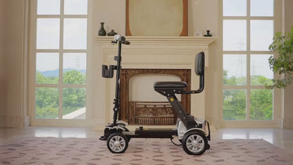 Lightweight Electric Mobility Scooter with Four Wheels, Designed for Seniors, Featuring a Foldable Carbon Fiber Frame And a Comfortable