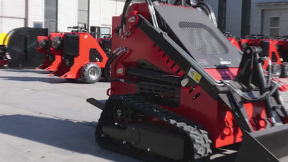 Mini Skid Steer Loader -13.5 HP Engine, Compact Track LoaderCompact Track Loader for Efficient Snow Clearing, Multi Functional Bulldozer Shovel Engineering Vehicle for Farms Gardens Park Roads Factories
