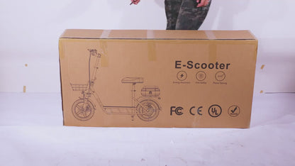 750W High-Speed Brushless Motor Electric Scooter with Seat & Basket - 29-mile Long Range, 20 MPH Top Speed, Foldable Design for Commuting, Travel, and Daily Use