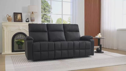 Three-Person Sofa Design, Middle Backrest Flip Design, Three-Seat Reclining Sofa, Recliner Sofa with USB Port, Manual Living Room Sofa