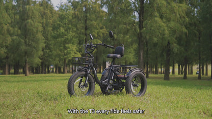 Adult Electric Tricycle, 749W Motor, 54.6V 13Ah Battery, 20 X 4 Inch Folding Fat Tire 3-Wheel Electric Trike, 20 MPH, Hydraulic Brakes, Rear Basket And Differential