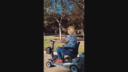 Foldable Four Wheel Mobility Scooter For Transporting Adults And Elderly, Electric Scooter With Removable Battery, 360° Swivel Seat, Front And Back Signal Lights, Tools Free Assemble, 8 Inch, 9 Inch Solid Tires Electric Mobility Aid